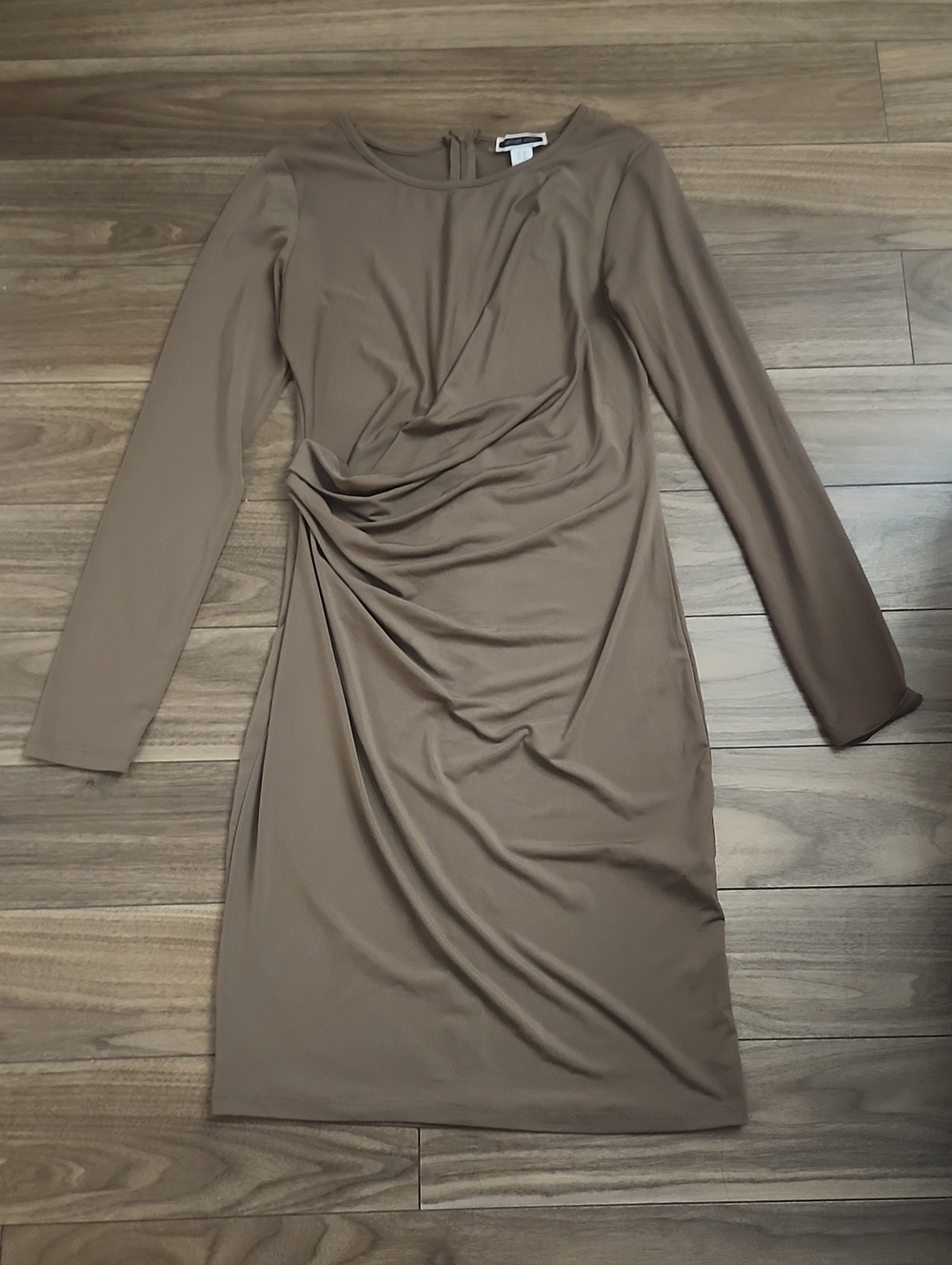 🔥 3/$24 Long Sleeve Ruched Sheath Dress - Taupe